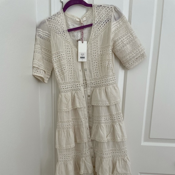 LoveShackFancy NWT MIdi Cream Dress - Picture 1 of 5